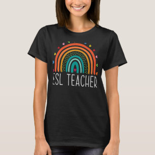 Camiseta El profesor de ESL Boho Rainbow vuelve a la escuel
