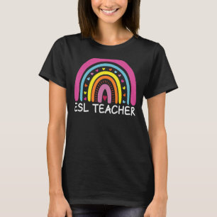 Camiseta El profesor de ESL Boho Rainbow vuelve a la escuel