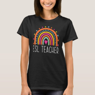 Camiseta El profesor de ESL Boho Rainbow vuelve a la escuel