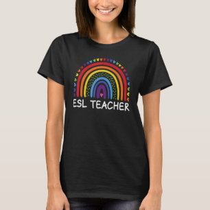 Camiseta El profesor de ESL Boho Rainbow vuelve a la escuel