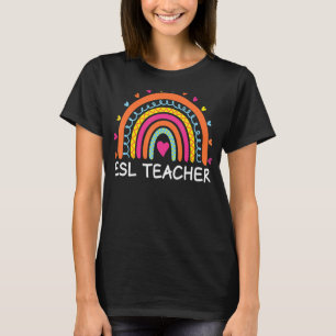 Camiseta El profesor de ESL Boho Rainbow vuelve a la escuel