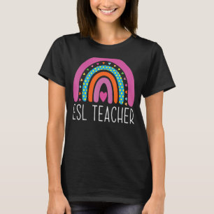 Camiseta El profesor de ESL Boho Rainbow vuelve a la escuel