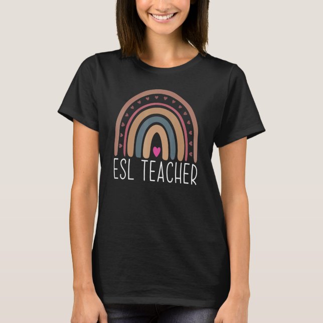 Camiseta El profesor de ESL Boho Rainbow vuelve a la escuel (Anverso)