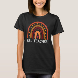 Camiseta El profesor de ESL Boho Rainbow vuelve a la escuel