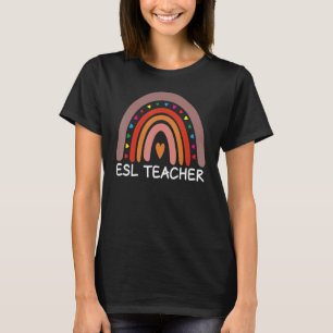 Camiseta El profesor de ESL Boho Rainbow vuelve a la escuel