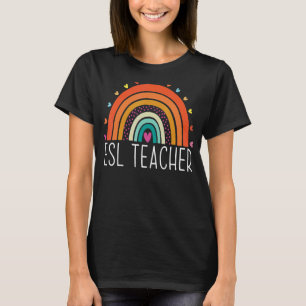 Camiseta El profesor de ESL Boho Rainbow vuelve a la escuel