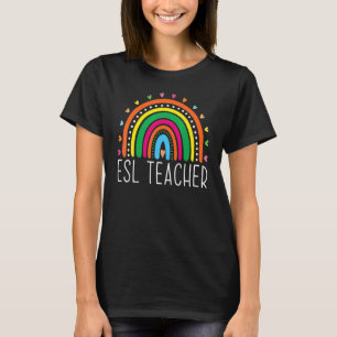 Camiseta El profesor de ESL Boho Rainbow vuelve a la escuel