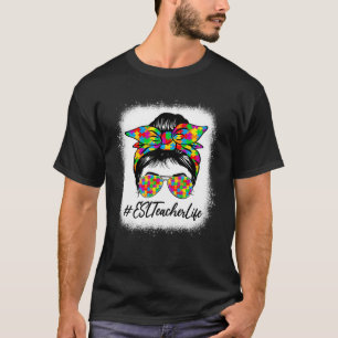 Camiseta El profesor de ESL Messy Bun apoya la conciencia d