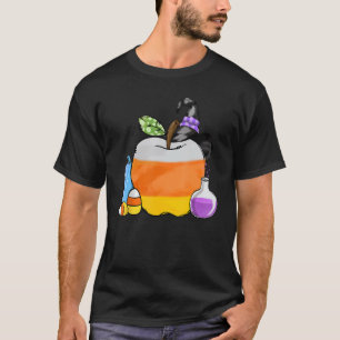 Camiseta El profesor de Halloween Apple Candy Corn Gorra co