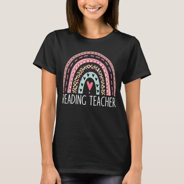 Camiseta El profesor de lectura Boho Rainbow de vuelta a la (Anverso)