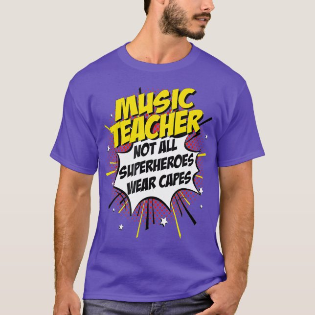 Camiseta El profesor de música superhéroe cómico cómico reg (Anverso)