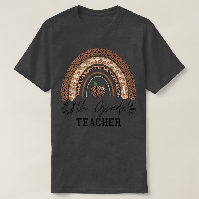 Camiseta El profesor de octavo grado boho leopardo arco iri (Diseño del anverso)