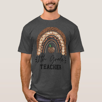 Camiseta El profesor de octavo grado boho leopardo arco iri