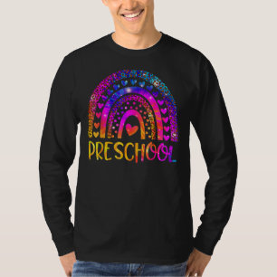 Camiseta El profesor de preescolar Leopard Tie Dye Rainbow