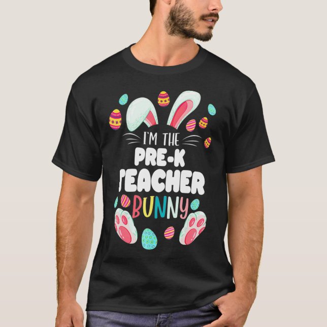 Camiseta El profesor de prekindergarten Bunny Hoppy Easter  (Anverso)