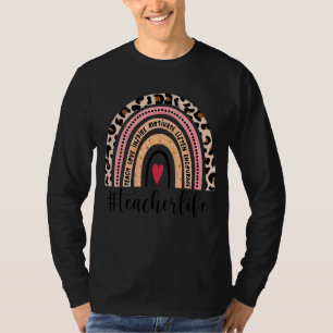 Camiseta El profesor Life Boho Leopard Rainbow Teach Love I