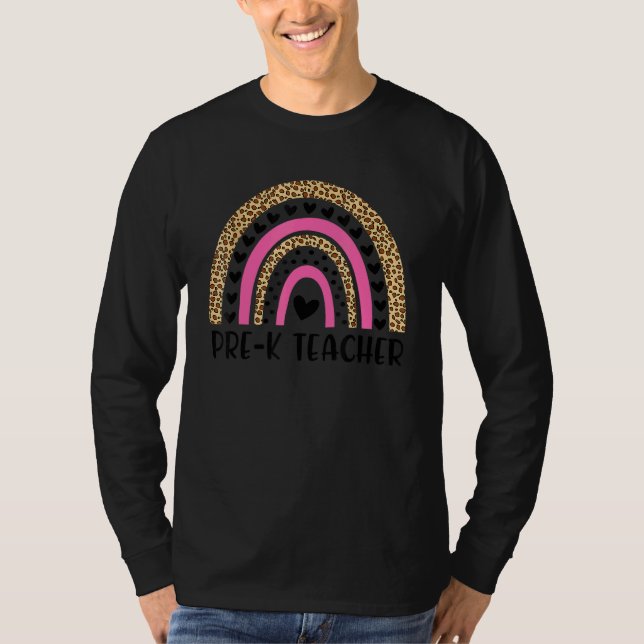 Camiseta El profesor preescolar Leopardo Arcoiris vuelve a  (Anverso)