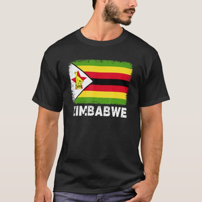 Camiseta El pueblo zimbabuense vintó la bandera de Zimbabue (Anverso)