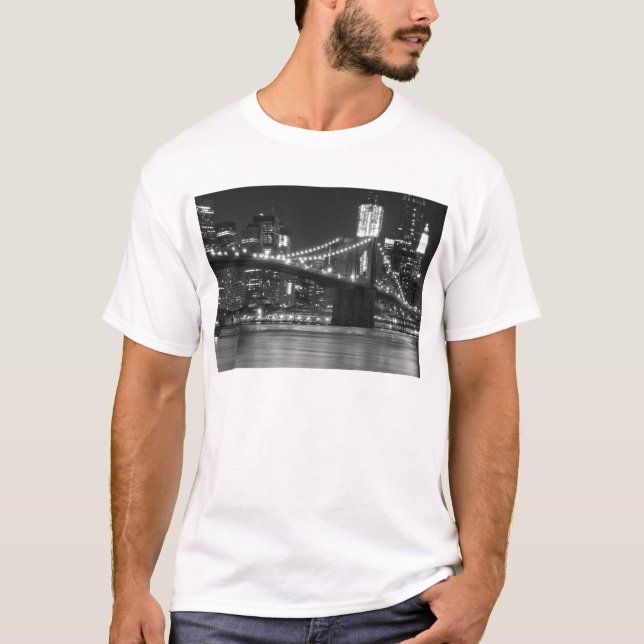 Camiseta El puente de Brooklyn - blanco y negro (Anverso)