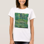 Camiseta El puente japonés (estanque de lirio-agua), Monet<br><div class="desc">Oscar-Claude Monet (14 de noviembre de 1840 a 5 de diciembre de 1926) fue un pintor francés, fundador de la pintura impresionista francesa y el más consistente y prolífico profesional de la filosofía del movimiento de expresar las percepciones de uno frente a la naturaleza, especialmente las aplicadas a la pintura...</div>