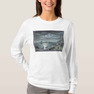 Camiseta El puerto y el Cobb, Lyme Regis por claro de luna