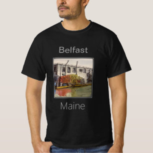 Camiseta El puerto y las trampas de langosta en Belfast, Ma