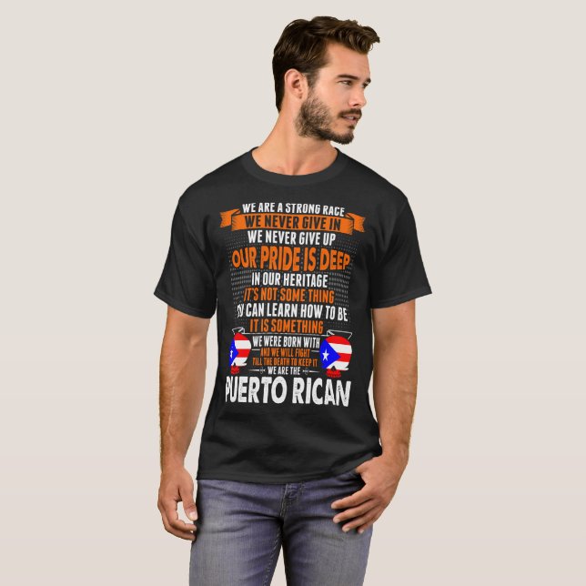 Camiseta El puertorriqueño nunca da para arriba orgullo es (Anverso completo)
