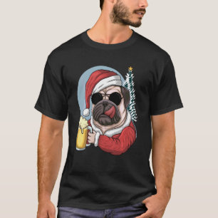 Camiseta El Pug De Santa Hat Es Mi Animal Espiritual
