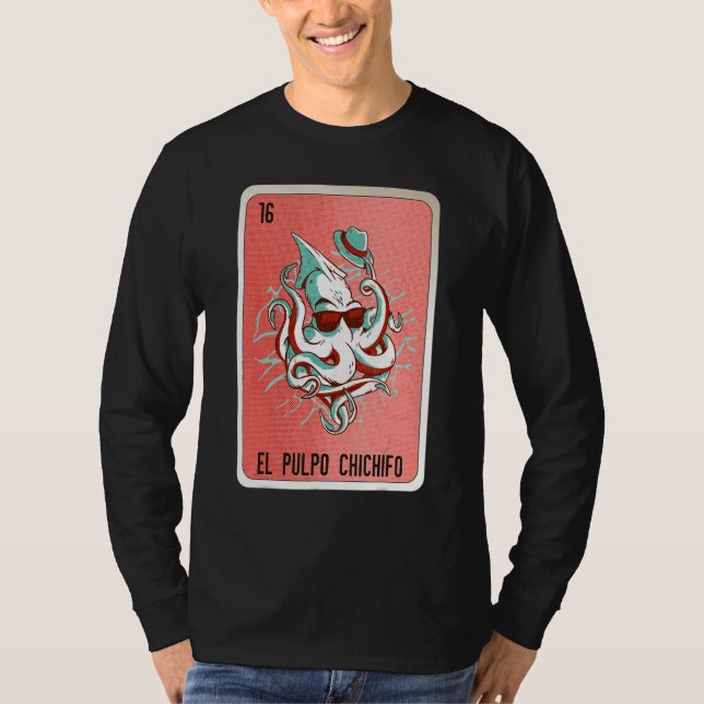 Camiseta El Pulpo Chichifo Mexican Slang Lottery Bingo Card (Anverso)