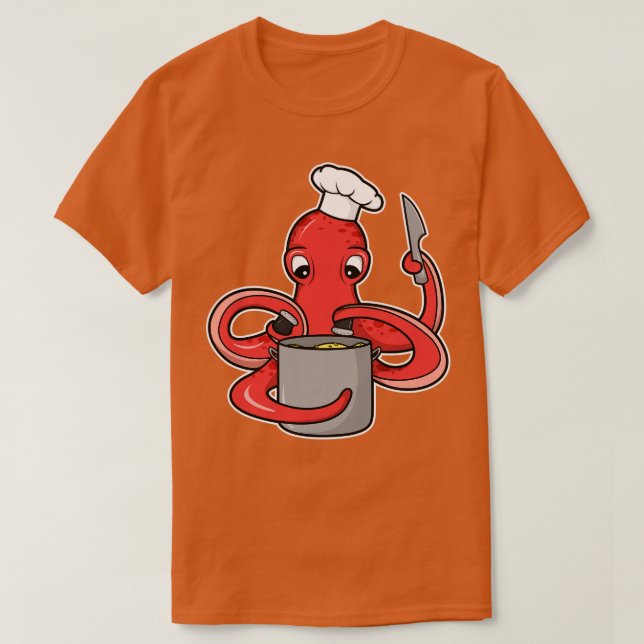 Camiseta El pulpo como cocinero con cuchillo saudita (Diseño del anverso)