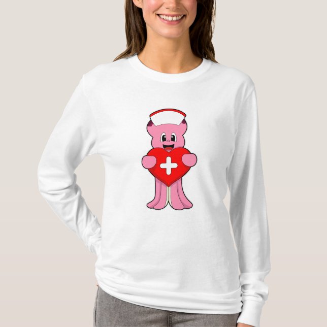 Camiseta El pulpo como enfermera con corazón (Anverso)