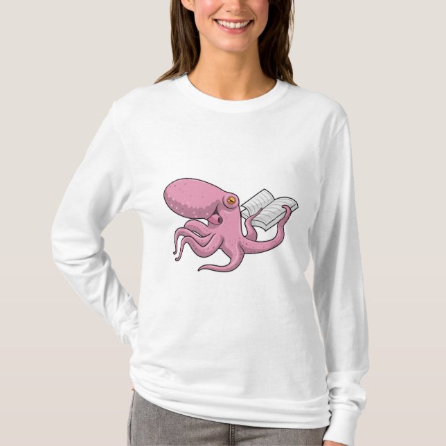 Camiseta El pulpo como nervioso con el libro (Anverso)