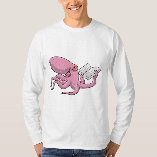 Camiseta El pulpo como nervioso con el libro (Anverso)