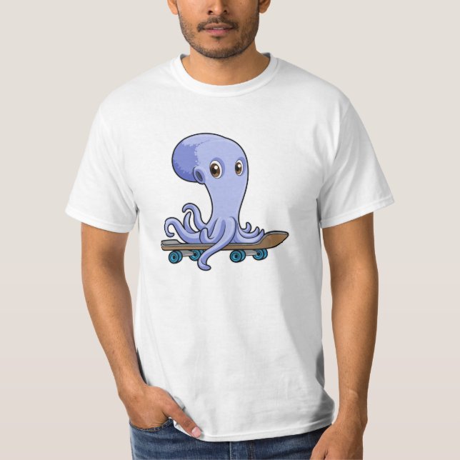 Camiseta El pulpo como patinador con patineta (Anverso)