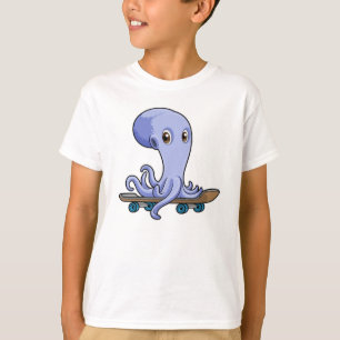 Camiseta El pulpo como patinador con patineta