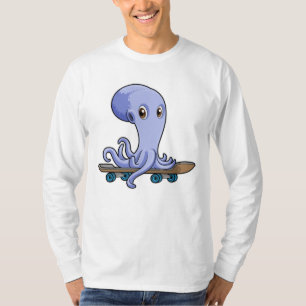 Camiseta El pulpo como patinador con patineta