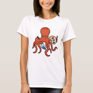 Camiseta El pulpo como pintor con pintura y pincel