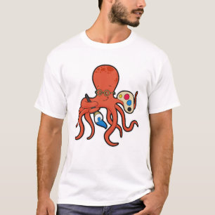 Camiseta El pulpo como pintor con pintura y pincel