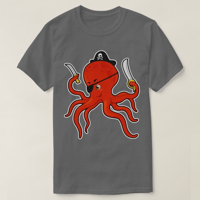 Camiseta El pulpo como pirata con cuchillo de espada (Diseño del anverso)