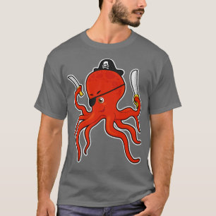 Camiseta El pulpo como pirata con cuchillo de espada