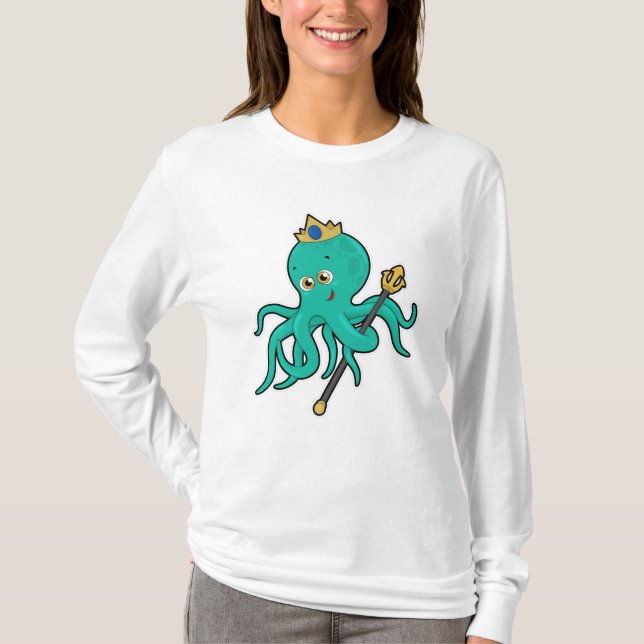 Camiseta El pulpo como rey con tridente (Anverso)