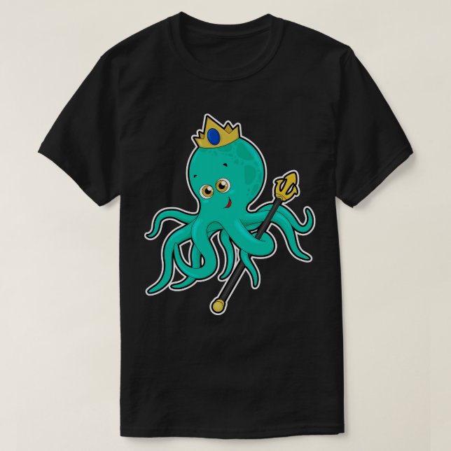 Camiseta El pulpo como rey con tridente (Diseño del anverso)