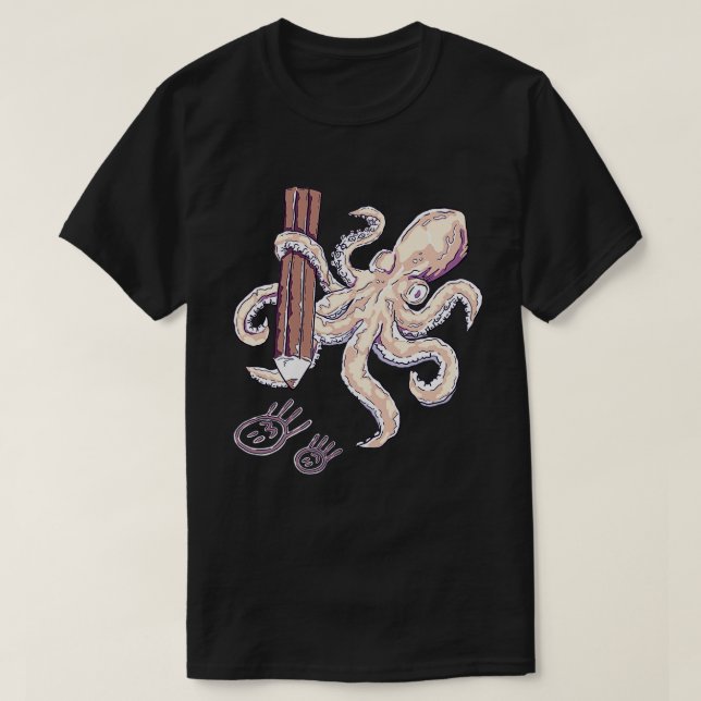 Camiseta El pulpo dibuja a su familia (Diseño del anverso)