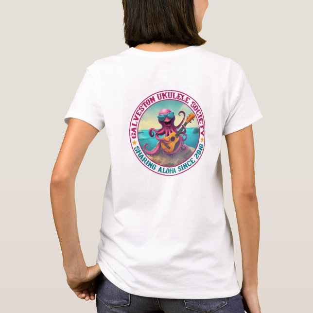 Camiseta El pulpo femenino de Galveston Ukulele da vuelta a (Reverso)