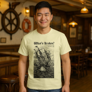 Camiseta El pulpo gigante Kraken y el vintage del barco