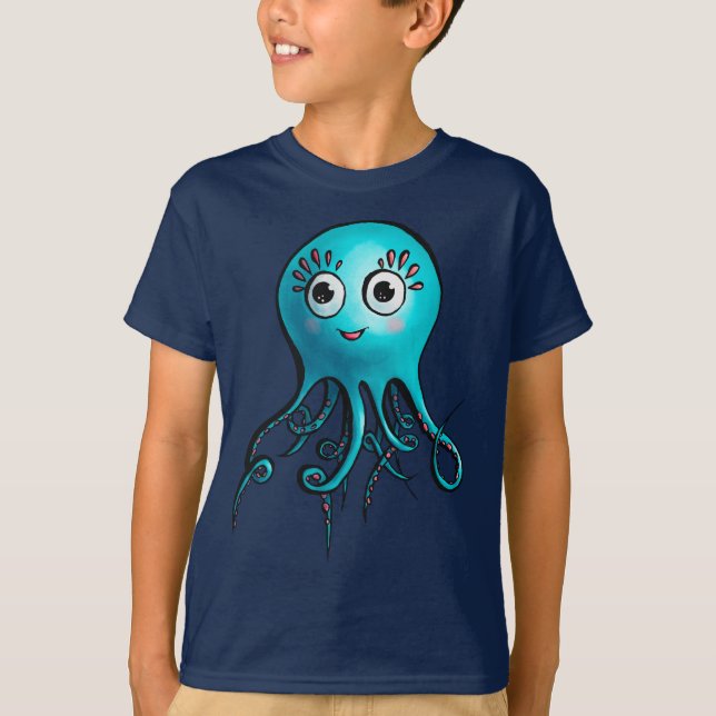 Camiseta El pulpo lindo Kawaii Personalizado Animal (Anverso)