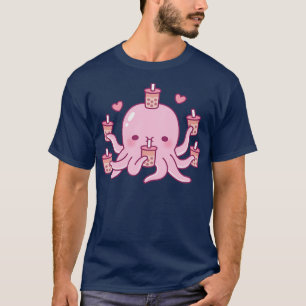 Camiseta El pulpo rosado lindo ama el té de la burbuja