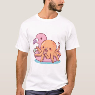Camiseta El pulpo suave chillando en el flamenco rosado