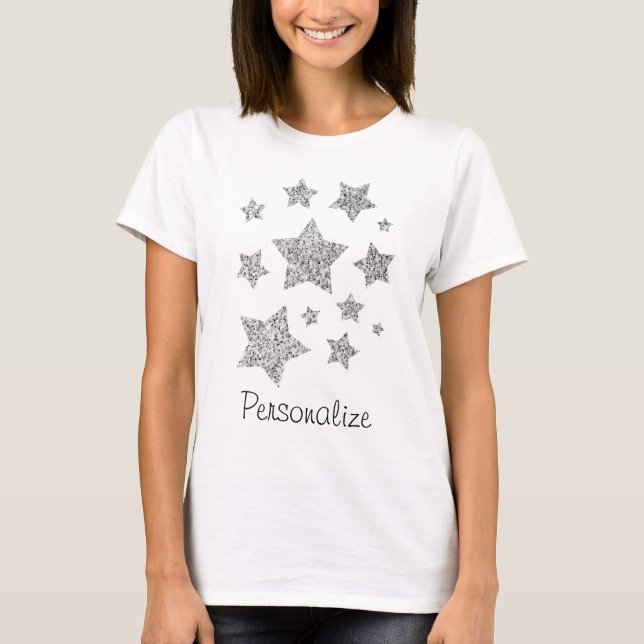Camiseta El purpurina plateado enciende las estrellas Perso (Anverso)