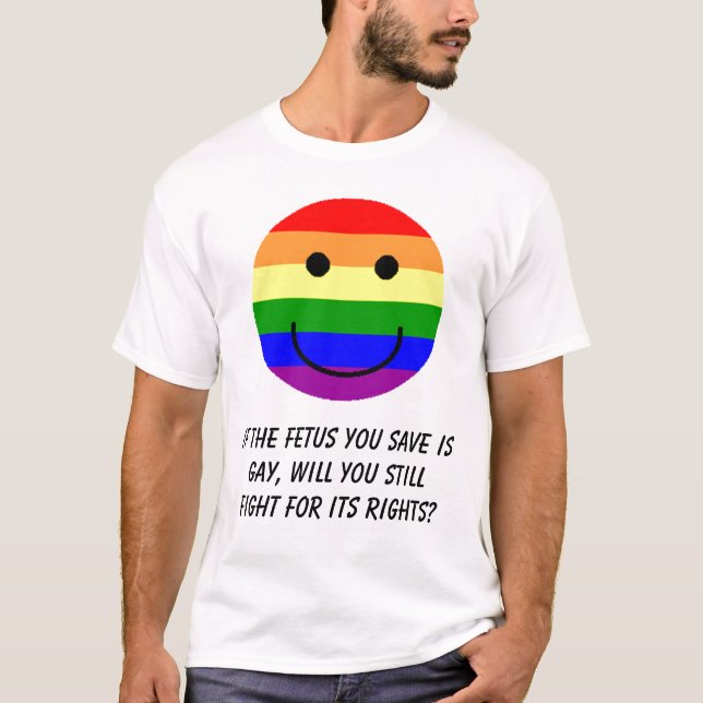 Camiseta el rainbowsmiley, si el feto que usted ahorra es (Anverso)